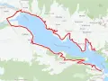 Trasa rowerowa velo dunajec wokół Jeziora Czorsztyńskiego, z widokiem na Dunajec i okoliczne miejscowości.