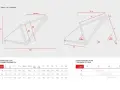 Schemat geometrii ramy rowerowej Peak 29 Carbon z wymiarami: reach, stack, TT, ST, kąty i inne. Tabela dopasowania do wzrostu.