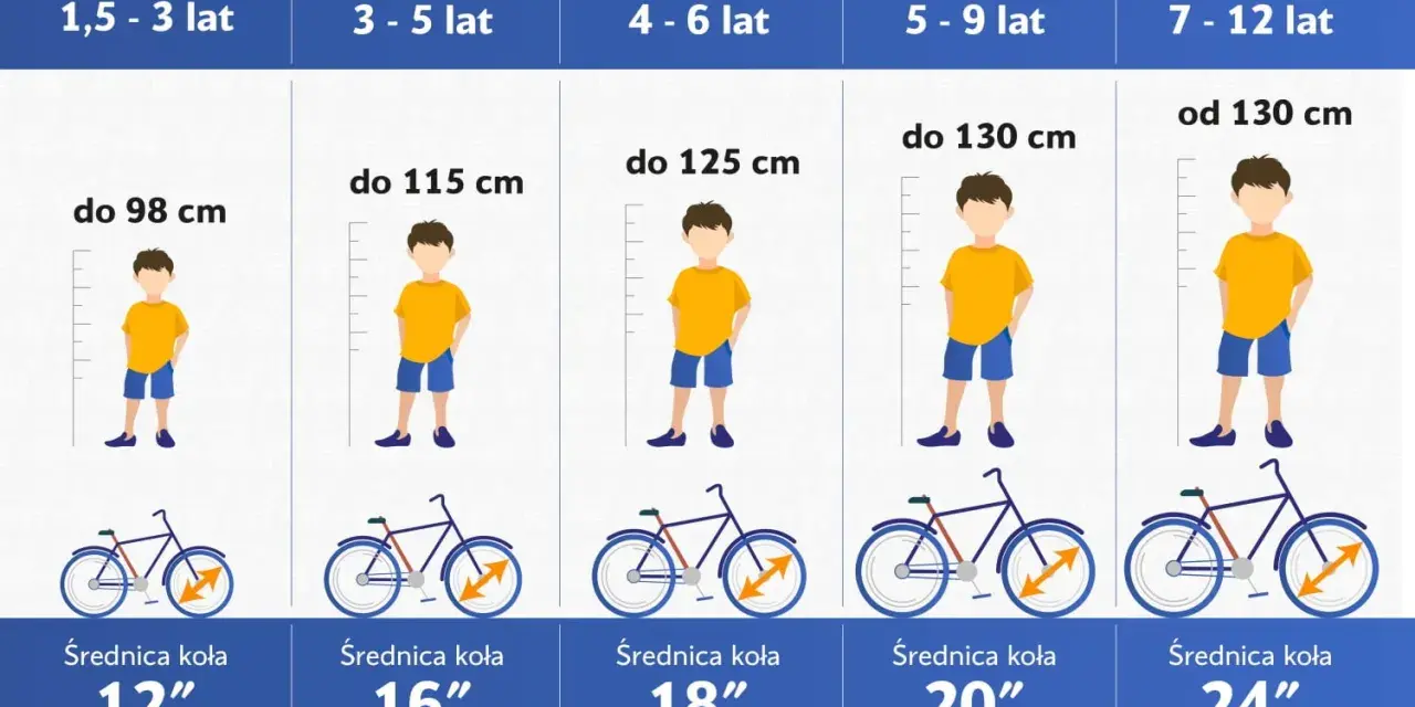 Tabela: jak dobrać rower do wzrostu dziecka. Wiek, wzrost i średnica koła roweru dla dzieci.