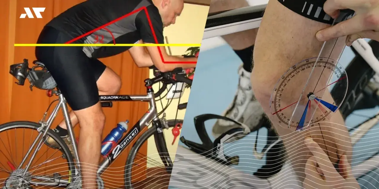 Analiza pozycji na rowerze szosowym: pomiar kąta w stawie kolanowym i ocena sylwetki kolarza.