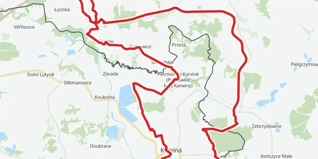 Trasa rowerowa EuroVelo 4 wije się przez czeskie i polskie tereny, omijając Łaziska, Karwinę i Jastrzębie-Zdrój.