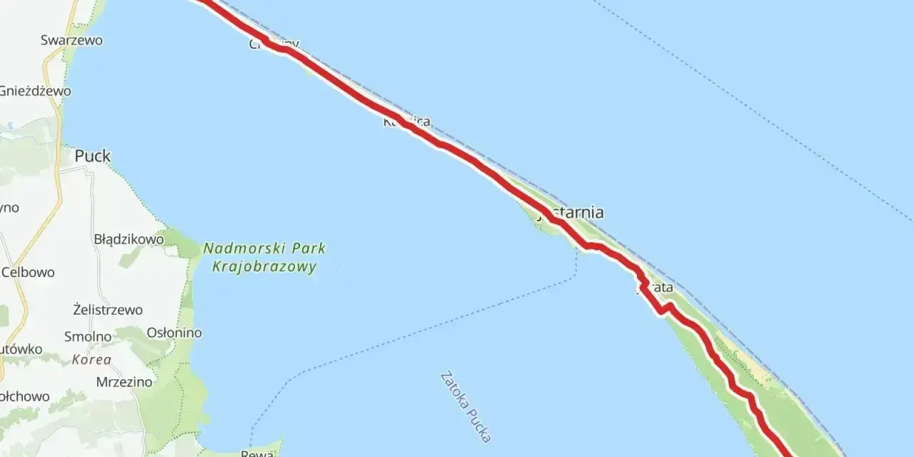 Trasa rowerowa z Władysławowa przez Półwysep Helski do Helu. Zaplanowana wyprawa rowerowa wzdłuż wybrzeża.