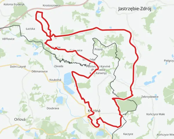 Trasa rowerowa EuroVelo 4 wije się przez czeskie i polskie tereny, omijając Łaziska, Karwinę i Jastrzębie-Zdrój.