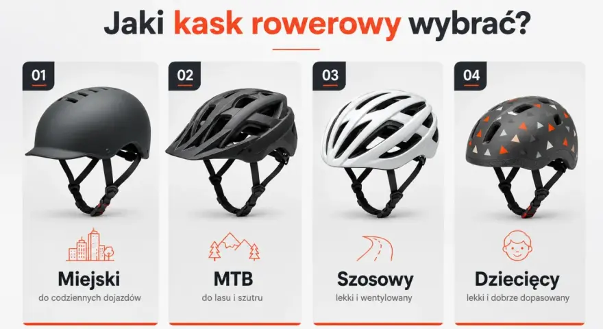 Jaki kask rowerowy wybrać? Cztery modele: miejski, MTB, szosowy i dziecięcy.