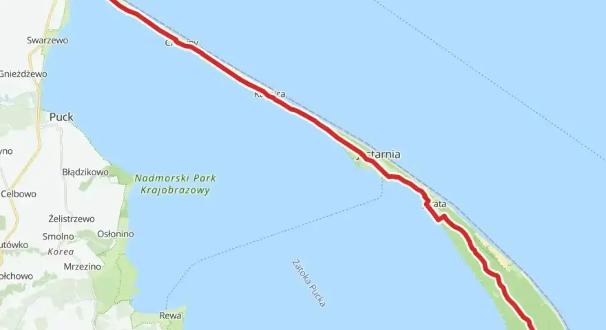 Trasa rowerowa z Władysławowa przez Półwysep Helski do Helu. Zaplanowana wyprawa rowerowa wzdłuż wybrzeża.