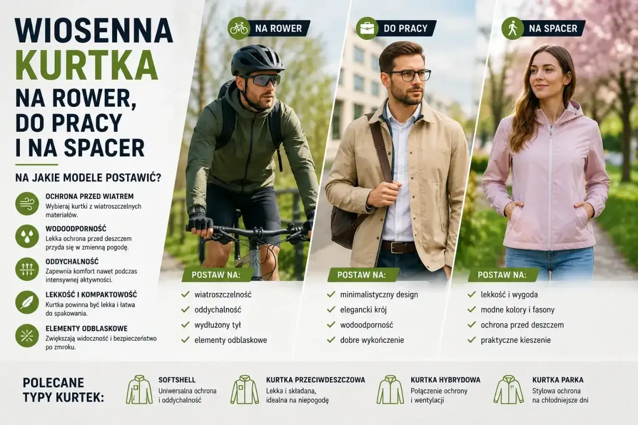 Jaka kurtka na wiosnę? Na rower, do pracy i na spacer &ndash; przegląd stylowych i funkcjonalnych modeli.