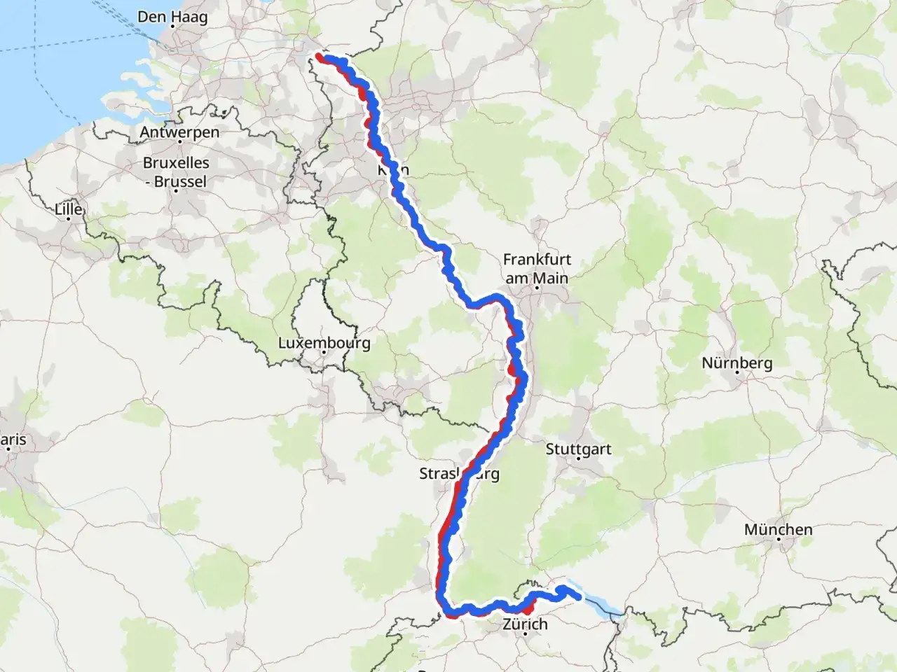 Trasa rowerowa EuroVelo biegnie od Morza P&oacute;łnocnego przez Niemcy, Luksemburg, Francję, Szwajcarię, aż do Morza Śr&oacute;dziemnego.